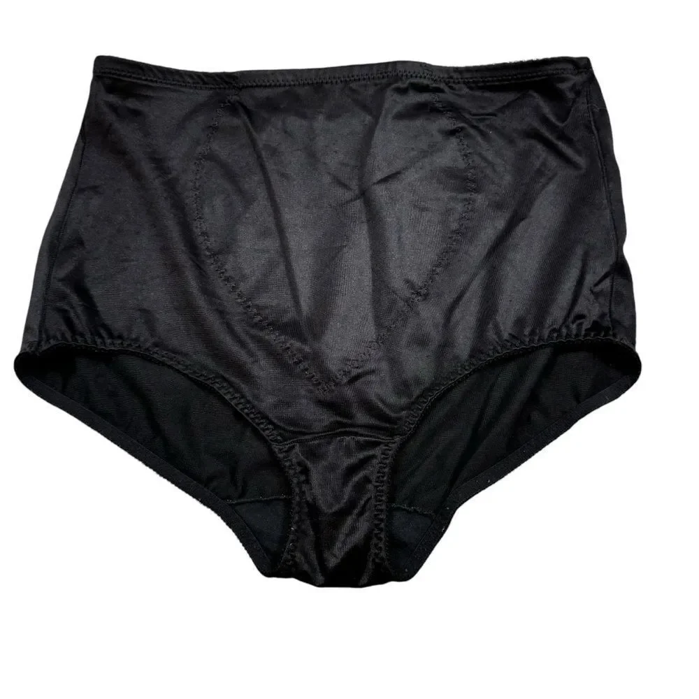 Ladies Vintage High Waisted Black‎ Tummy Control Panties Size 2X